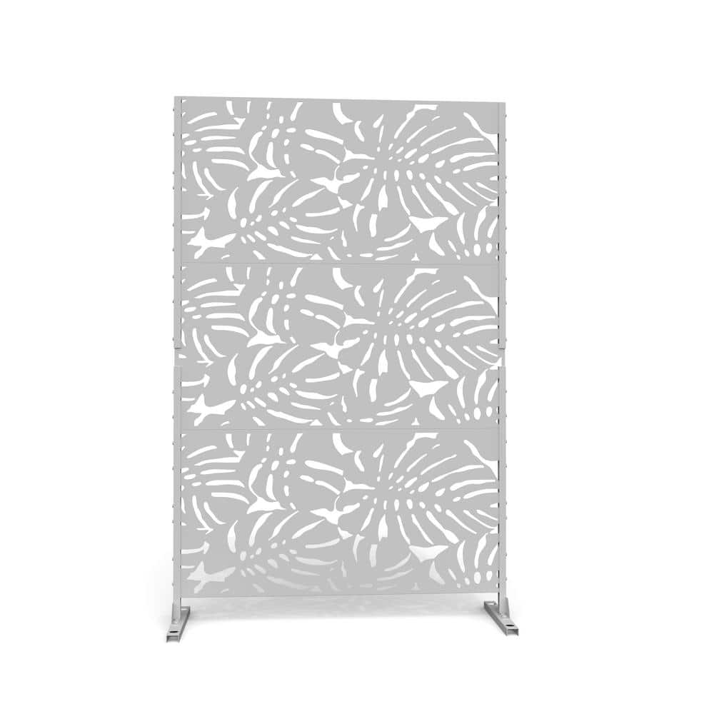 UIXE 76 in. Galvanized Steel Garden Fence Outdoor Privacy Screen Garden Screen Panels in White - Hercitys