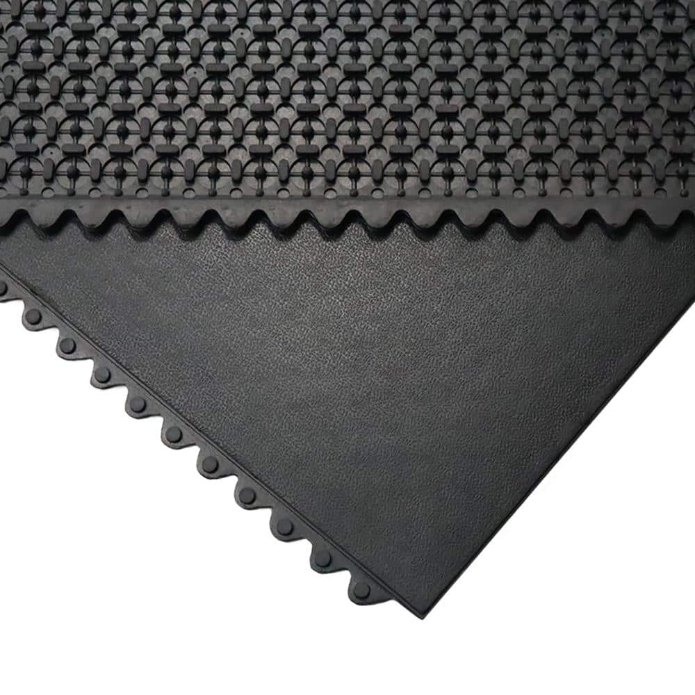 Revolution 0.47 in. T x 3 ft. W x 3 ft. L Black – Interlocking Rubber Flooring Tiles (9 sq. ft.) (1-Pack) - Hercitys