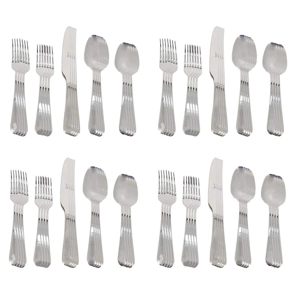 Claudine 20-Piece Stainless Steel Flatware Set in Silver - Hercitys