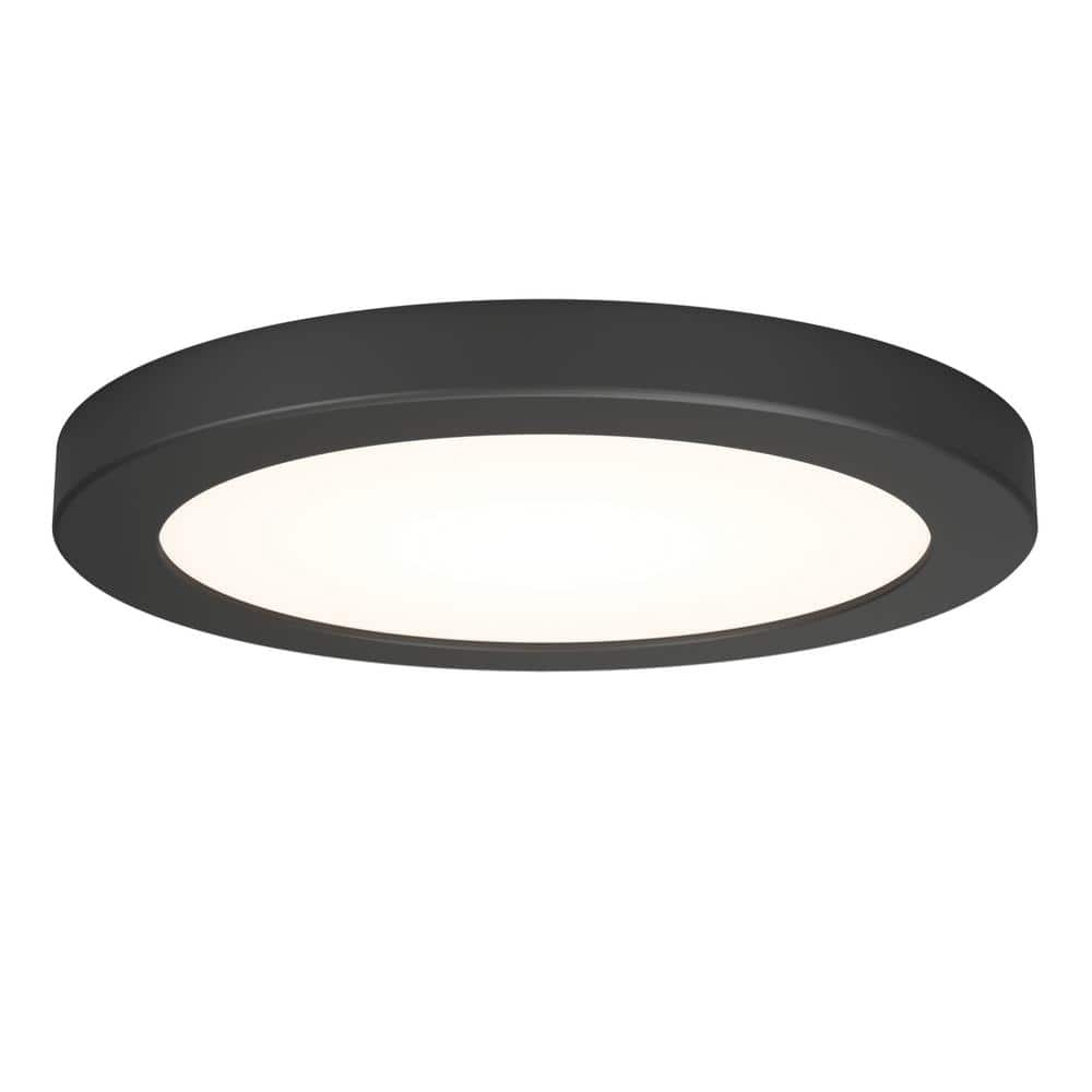 Europa Disk 7 in. 1 Light Black Selectable LED Flush Mount Ceiling Light - Hercitys