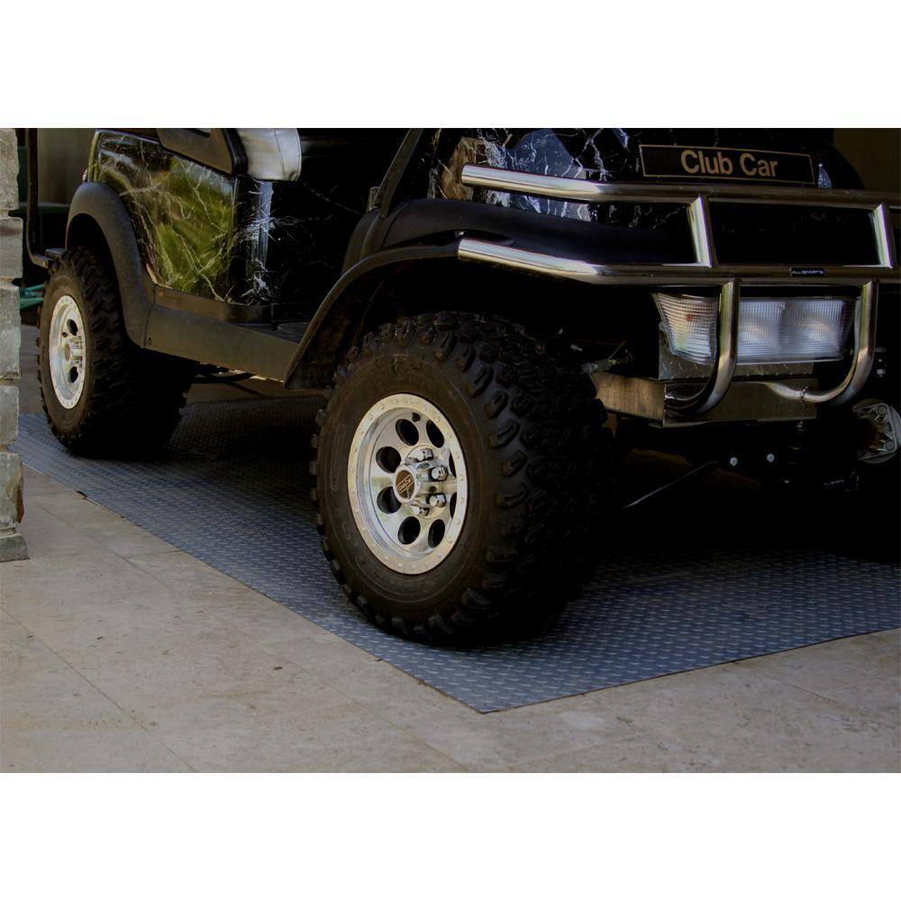 Textured Slip Resistant Diamond Plate 5 ft. x 9 ft. Charcoal Vinyl Garage Floor Golf Cart Mat, 23-Sizes Available - Hercitys