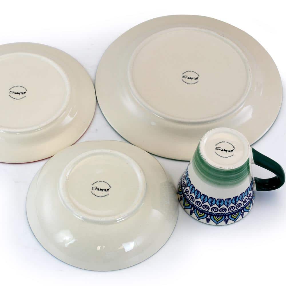 Zen 16-Piece Casual Green Stoneware Dinnerware Set (Service for 4) - Hercitys