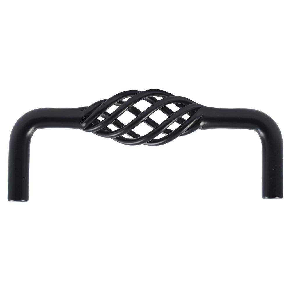 Stockbridge 3-3/4 in. Center-to-Center Matte Black Birdcage Cabinet Pull (10-Pack) - Hercitys