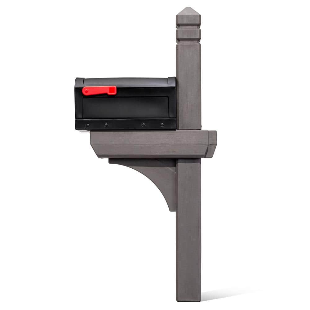 Lakewood  Resin Overpost Black Onyx Mailbox and Dark Cedar Mail Post Combo - Hercitys