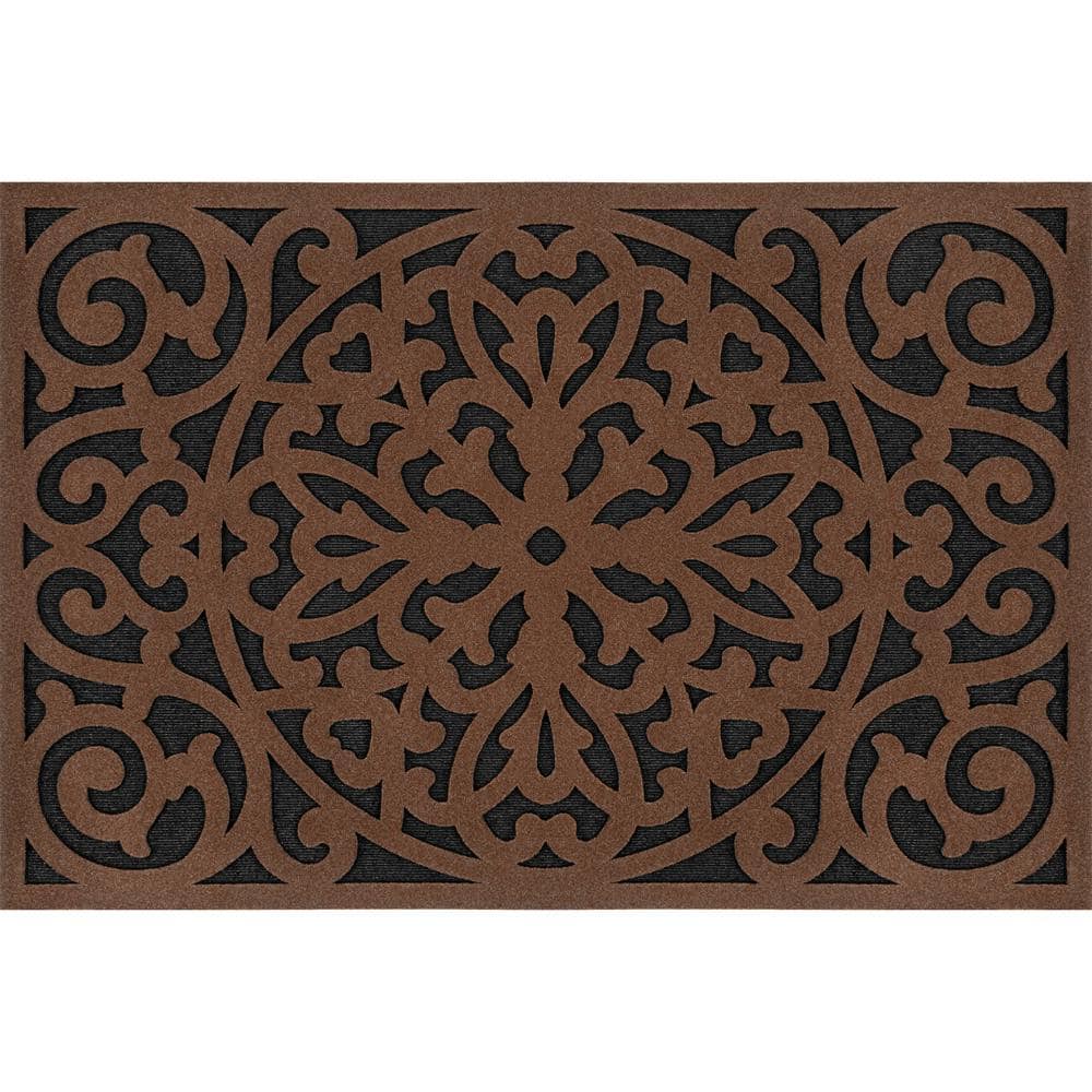 Medallion Brown 24 in. x 36 in. Non-Slip Indoor Outdoor Door Mat - Hercitys