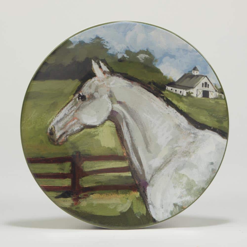 York Stables Multicolored Earthenware Salad Plate Set Of 4 - Hercitys