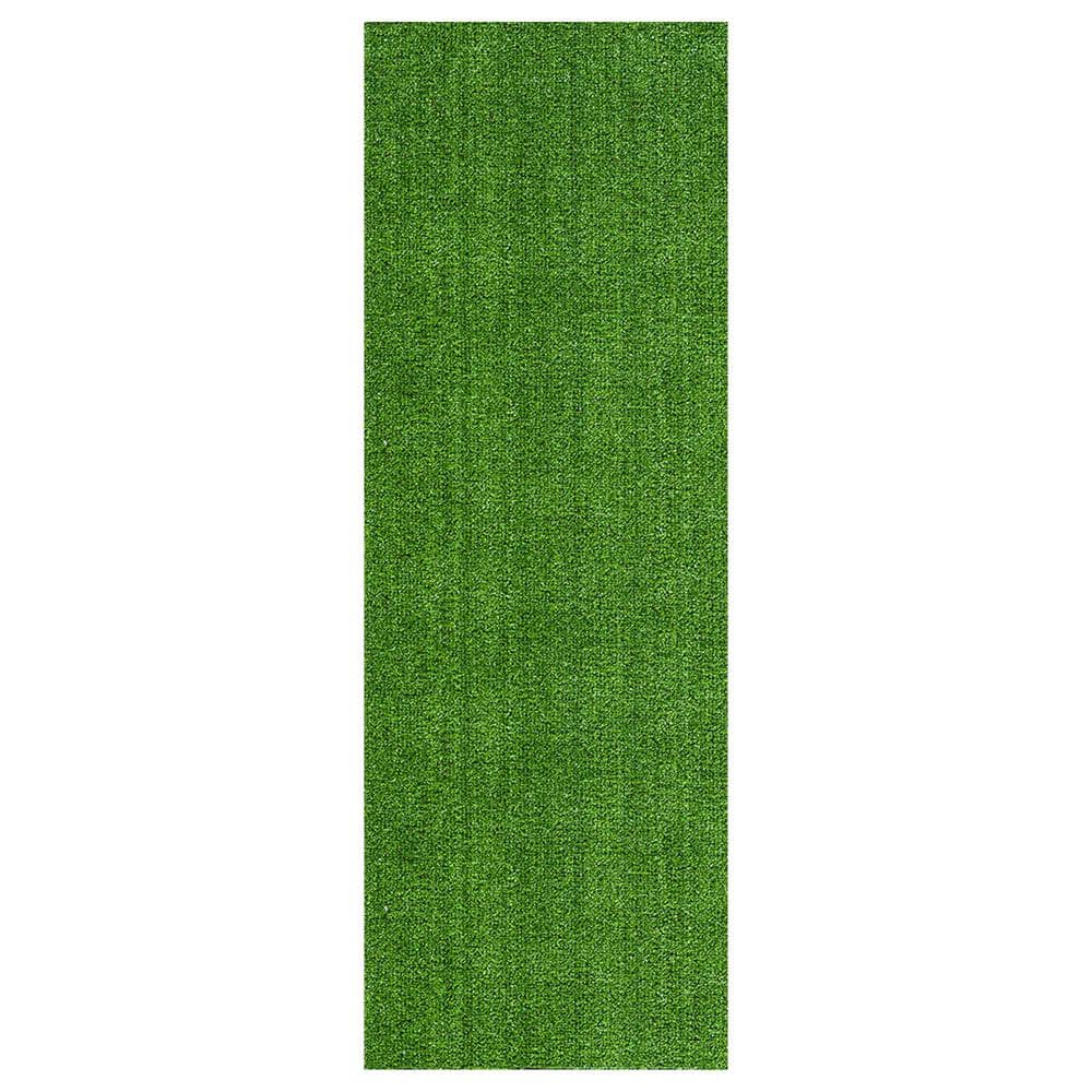 Green 3 ft. x 30 ft. Meadowland Collection Waterproof Solid Artificial Grass Runner Rug Indoor/Outdoor Area Rug - Hercitys