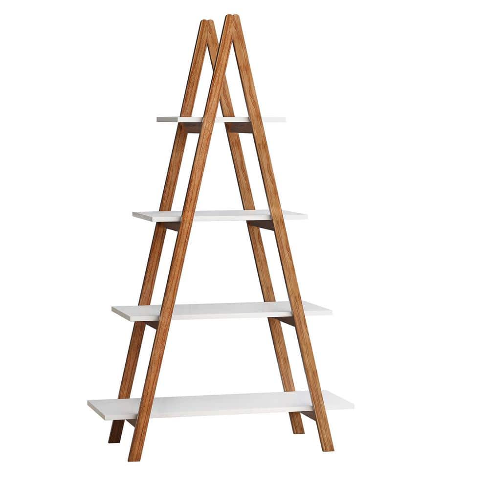 Solid Bamboo Wood Oxford “A” Frame Ladder Display Bookshelf - Hercitys
