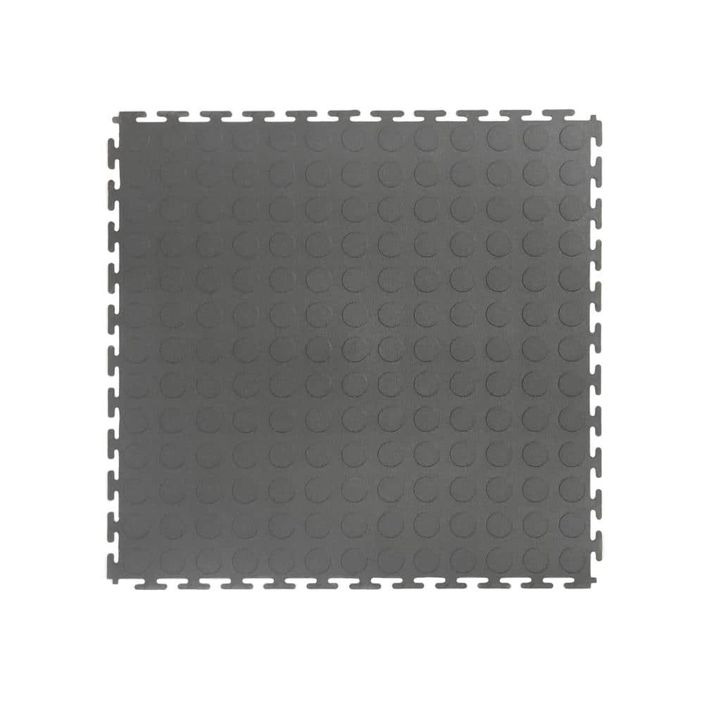 Gray Raised Coin 18 in. x 18 in. x 3.1 mm Rubber Interlocking Modular Flooring Tiles, 6-Pack (13.5 sq. ft.) - Hercitys