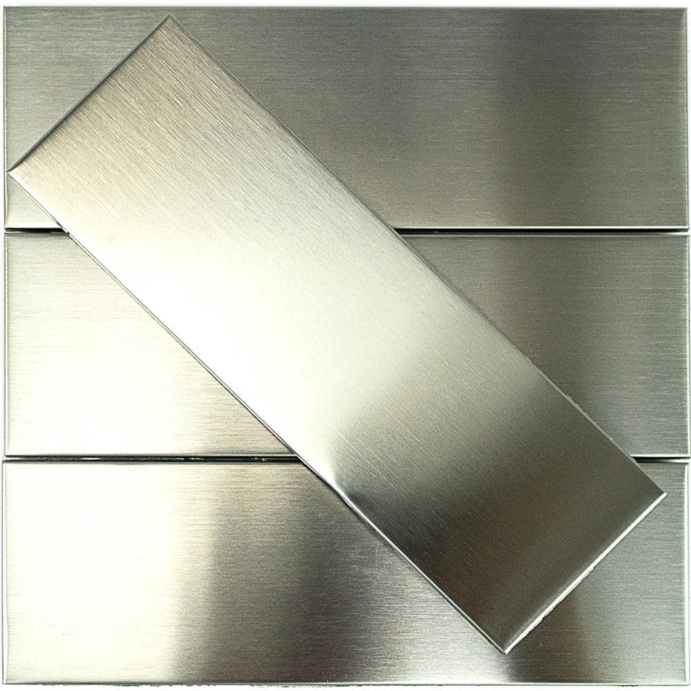 Stainless Steel 2 in. x 6 in. Stainless Steel Subway Wall Tile (120-piece, 10 sq. ft./case) - Hercitys
