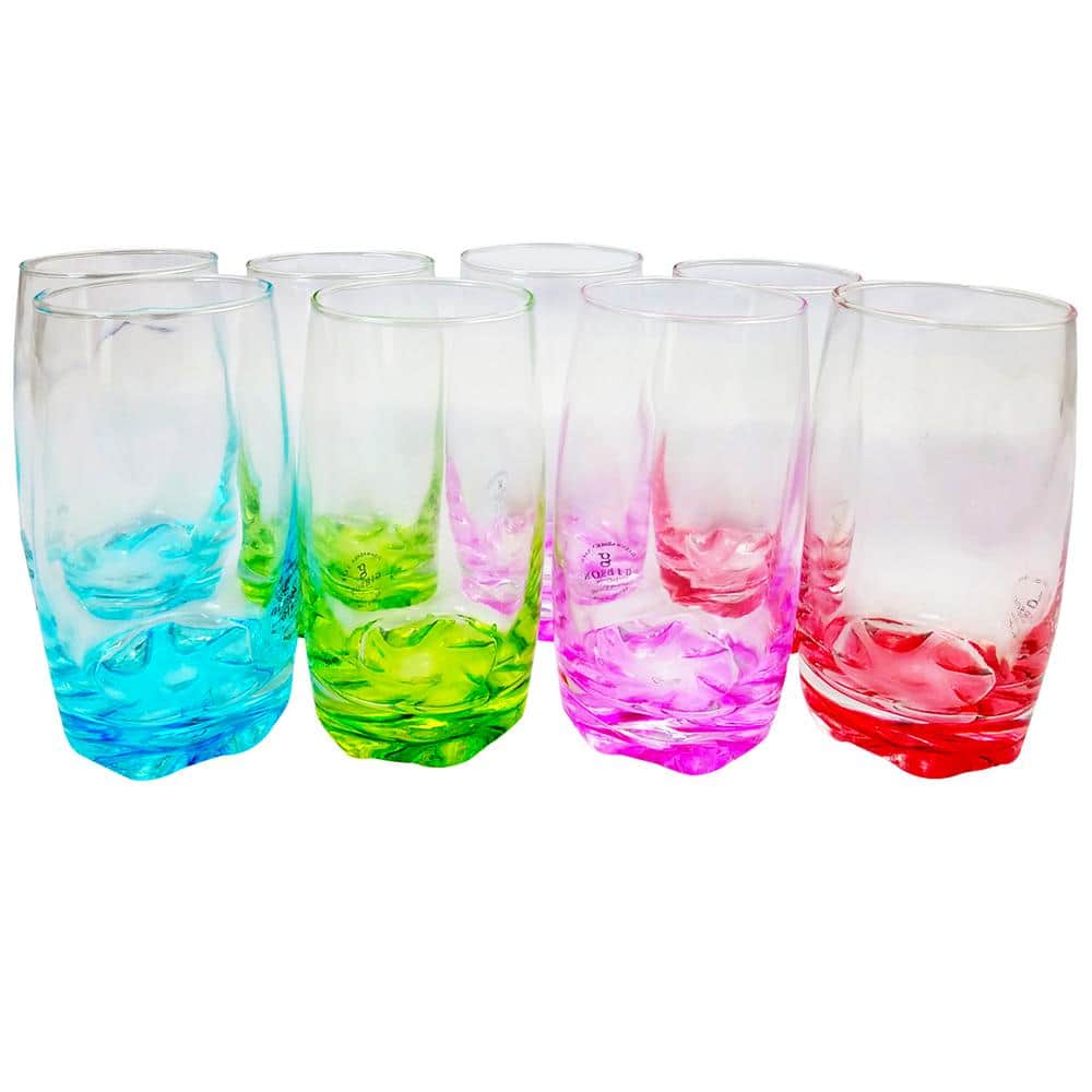 Karissa 8-Piece Assorted Colors Glass Tumbler Set - Hercitys