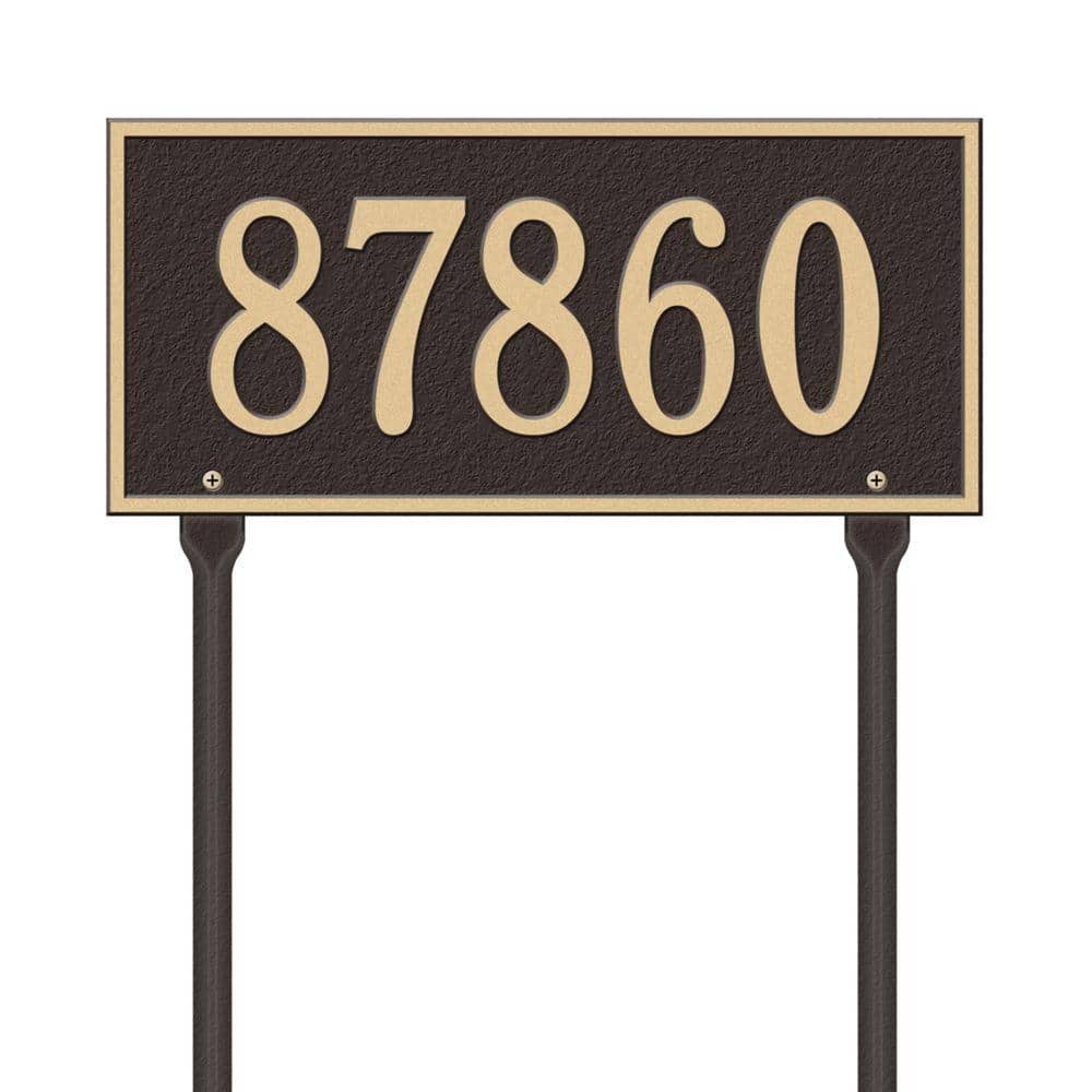 Rectangular Hartford Standard Lawn 1-Line Address Plaque – Bronze/Gold - Hercitys