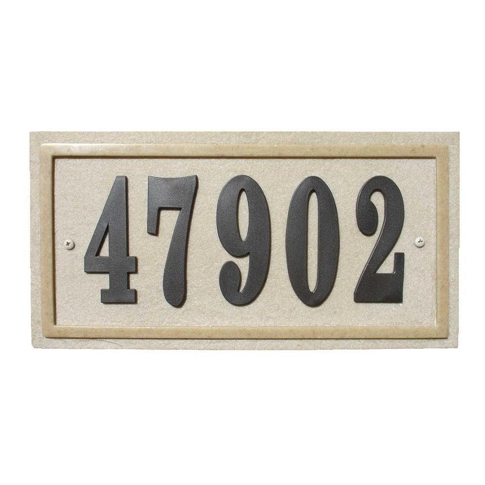 Ridgestone Rectangular Crushed Stone Address Plaque in Sandstone Stone Color - Hercitys