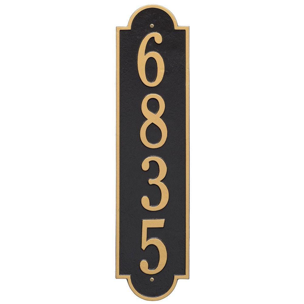 Richmond Estate Rectangular Black/Gold Wall 1-Line Vertical Address Plaque - Hercitys