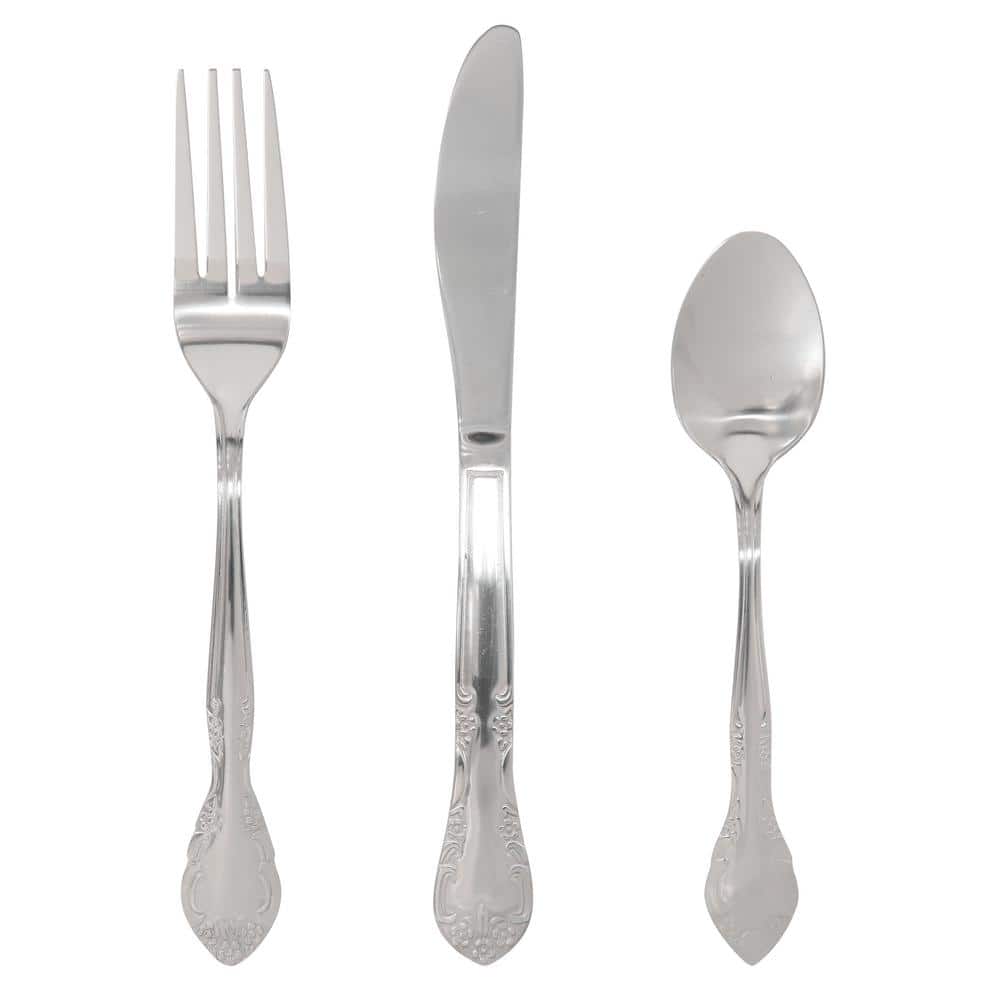 Fairmont 3 Piece Silver Stainless Steel Flatware Set, Service for 1 - Hercitys