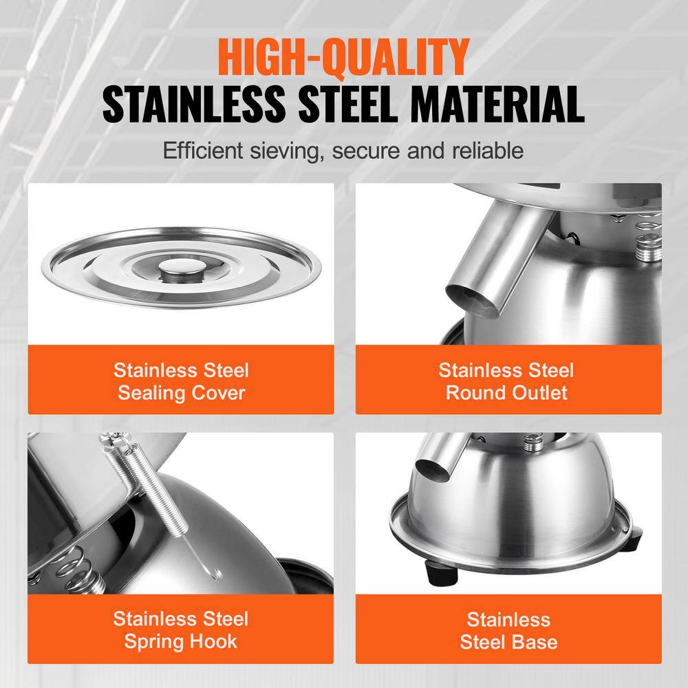 Automatic Electric Vibrating Sieve, 30+50 Mesh Stainless Steel Sifter Shaker Machine, 45-Watt Powder Sifter, Countertop - Hercitys