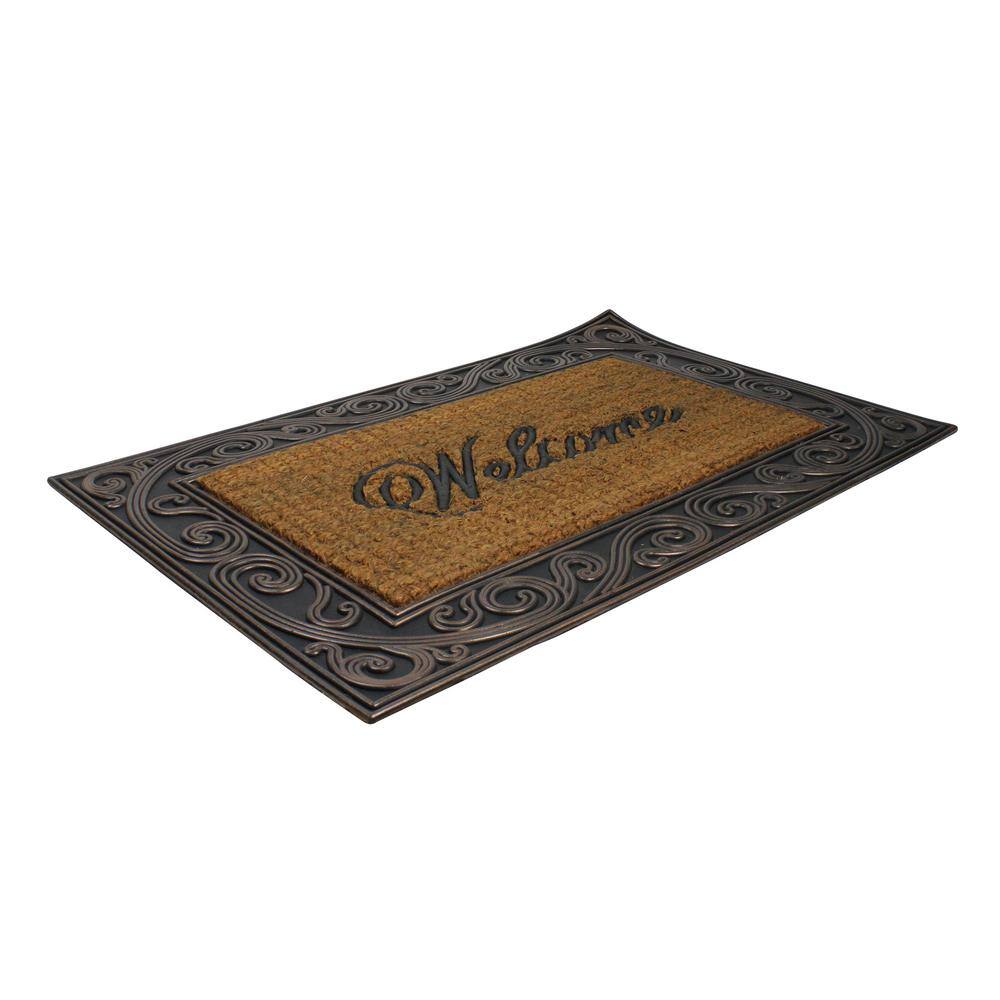 Brown and Black Swirled Rectangular Welcome 35 in. x 23 in. Outdoor Mat - Hercitys