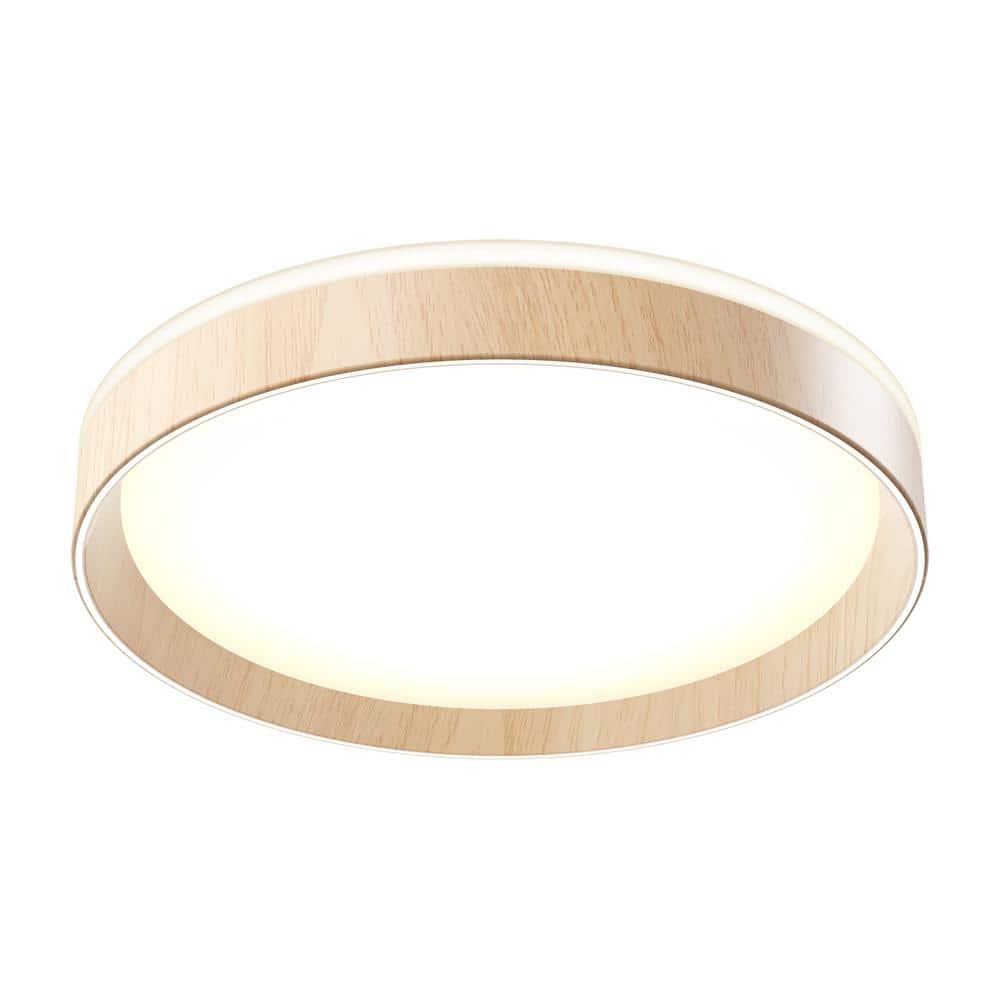 Callisto 15 in. 1 Light Wood 5CCT Selectable LED Integrated Flush Mount Ceiling Light with Remote - Hercitys