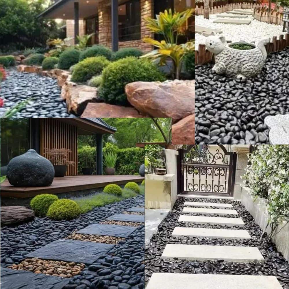 Garden Elegance Series 0.5 cu. ft. Garden Elegance Series Natural Decorative Stones River Rocks 38 lbs. Bag 1(-Pack) - Hercitys