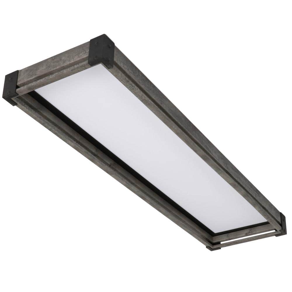 Sebastian 48 in. x 13 in. Farmhouse Gray with Black CCT Selectable LED Flush Mount Ceiling Light 4000 Dimmable Lumens - Hercitys