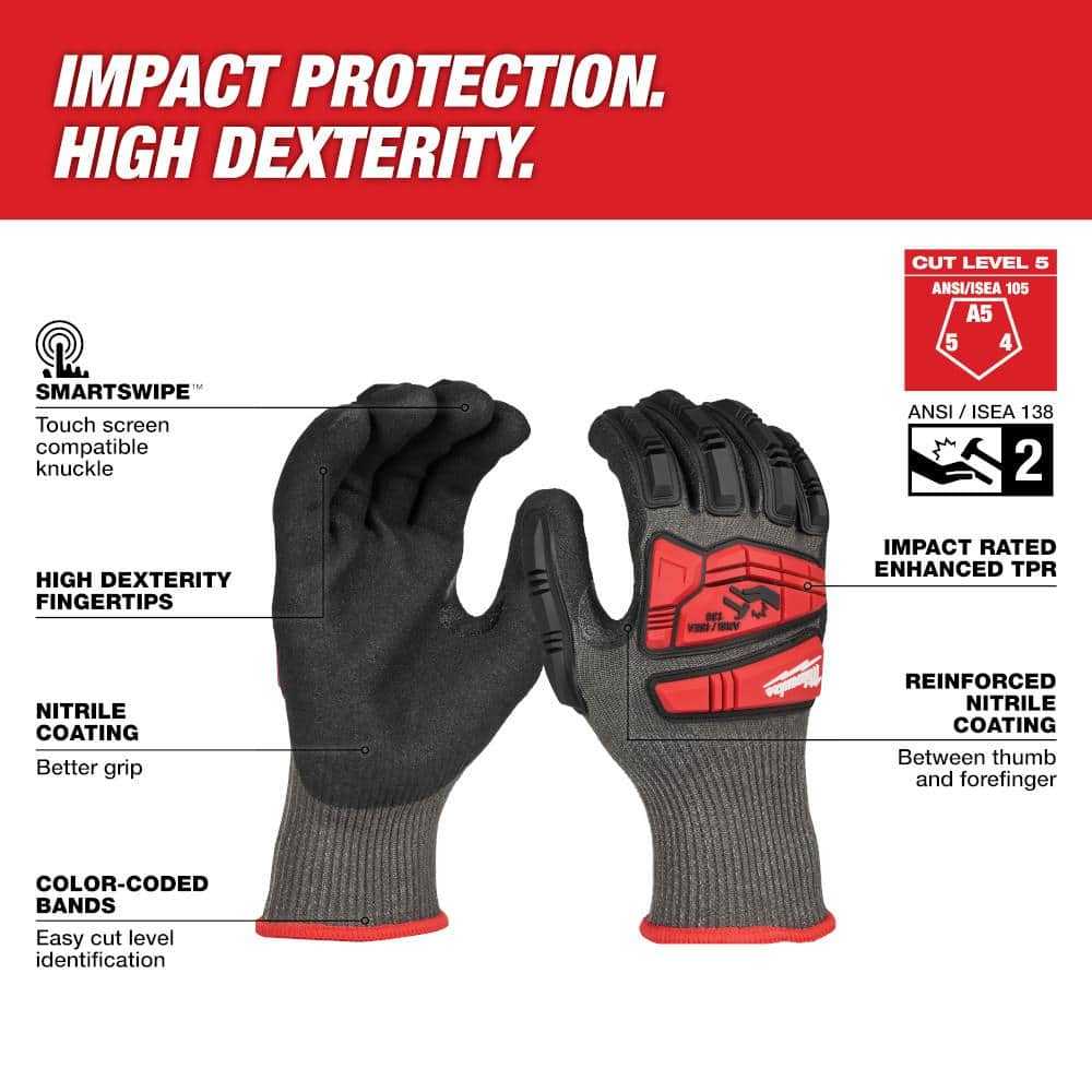 XX-Large Black Level 5 Cut Resistant Impact Nitrile Dipped Glove - Hercitys
