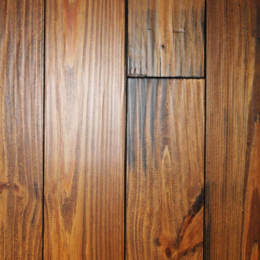 Roasted Pine 3/4 in. T x 5-1/8 in. W Hand Scraped Solid Hardwood Flooring (23.3 sq.ft./ case) - Hercitys
