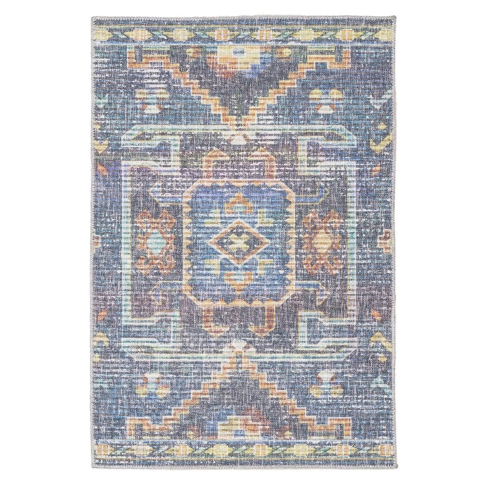 Alexa Indigo Blue 24 in. x 36 in. Non-Slip Indoor Door Mat - Hercitys