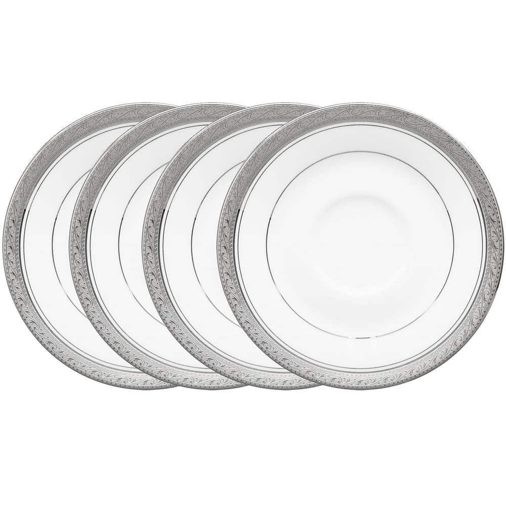 Crestwood Platinum 6 in. (Platinum) Porcelain Saucers, (Set of 4) - Hercitys