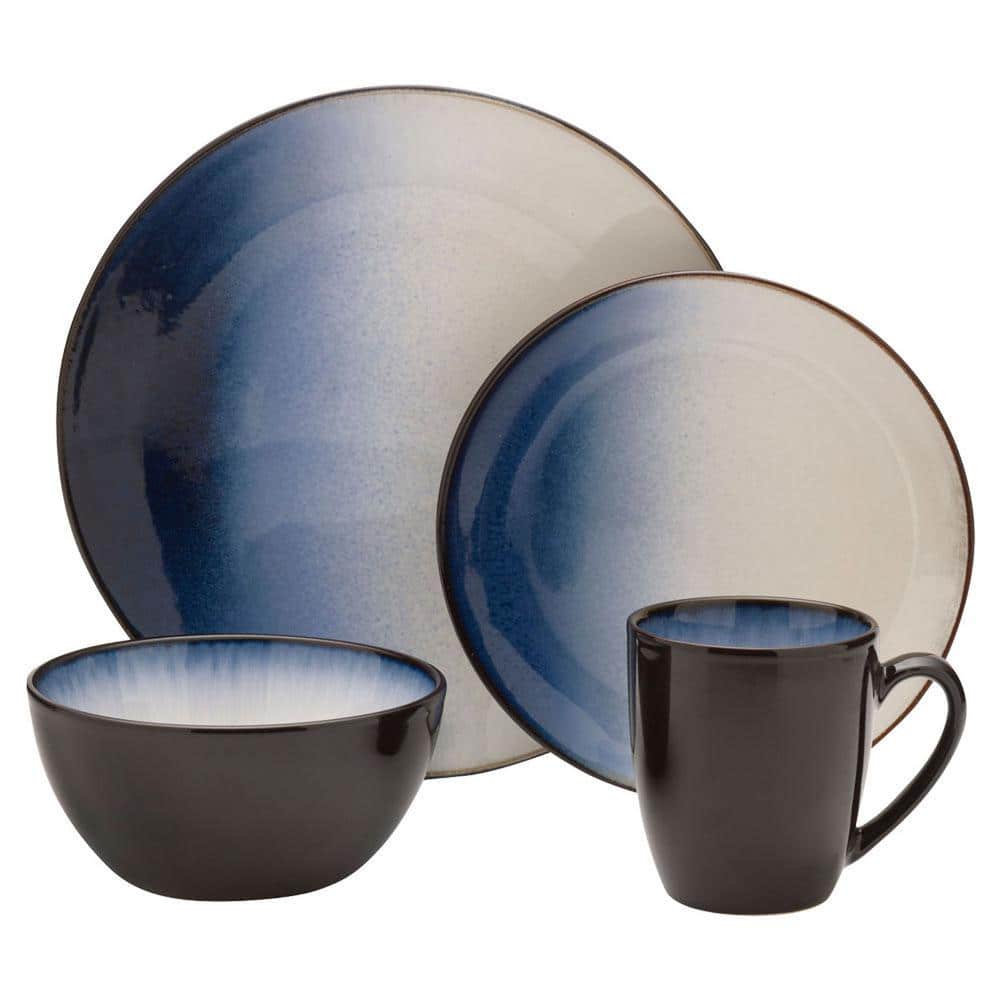 Asher 16-Piece Modern Blue Stoneware Dinnerware Set (Set for 4) - Hercitys