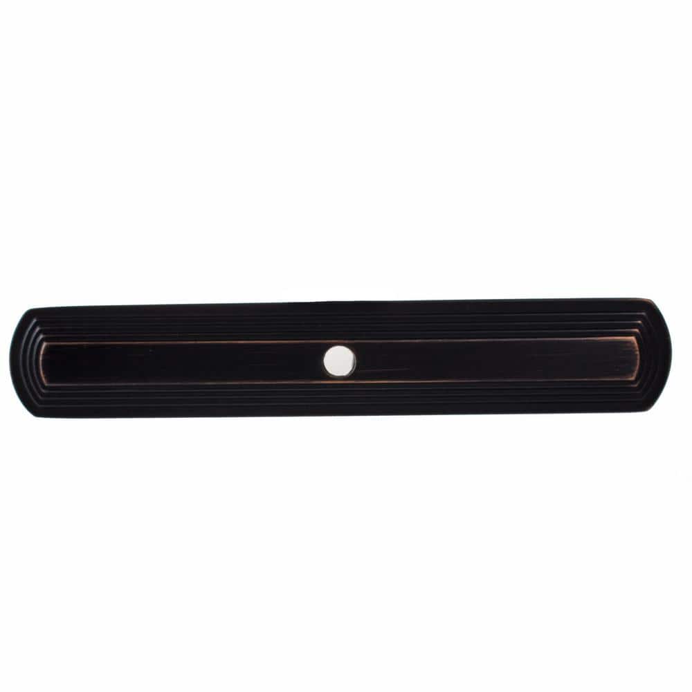6 in. Oil Rubbed Bronze Narrow Rounded Rectangle Knob Cabinet Backplates (10-Pack) - Hercitys