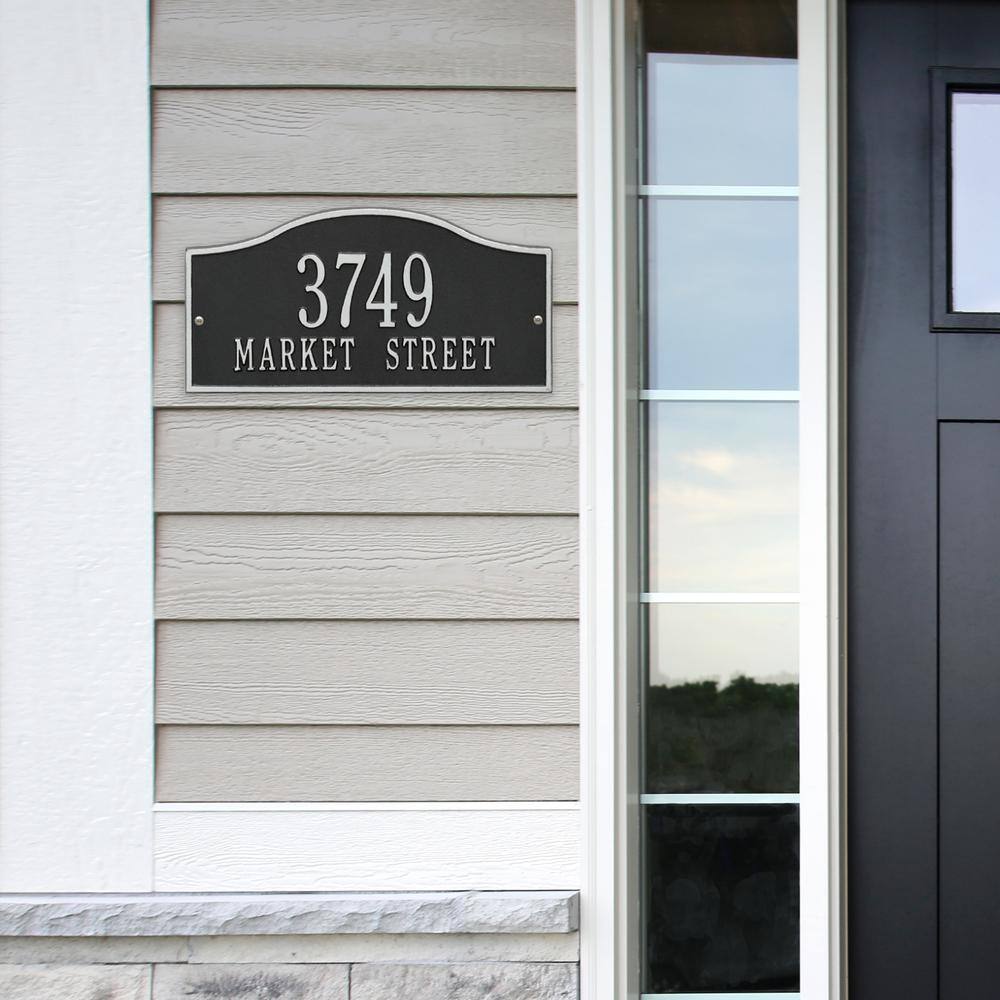 Rolling Hills Rectangular Black/Silver Standard Wall 2-Line Address Plaque - Hercitys