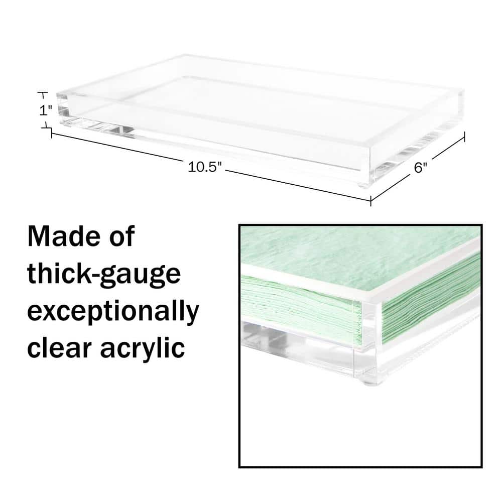 6 in. W x 1 in. H x 10.5 in. D Rectangular Clear Acrylic Decorative Tray Set of 2 - Hercitys
