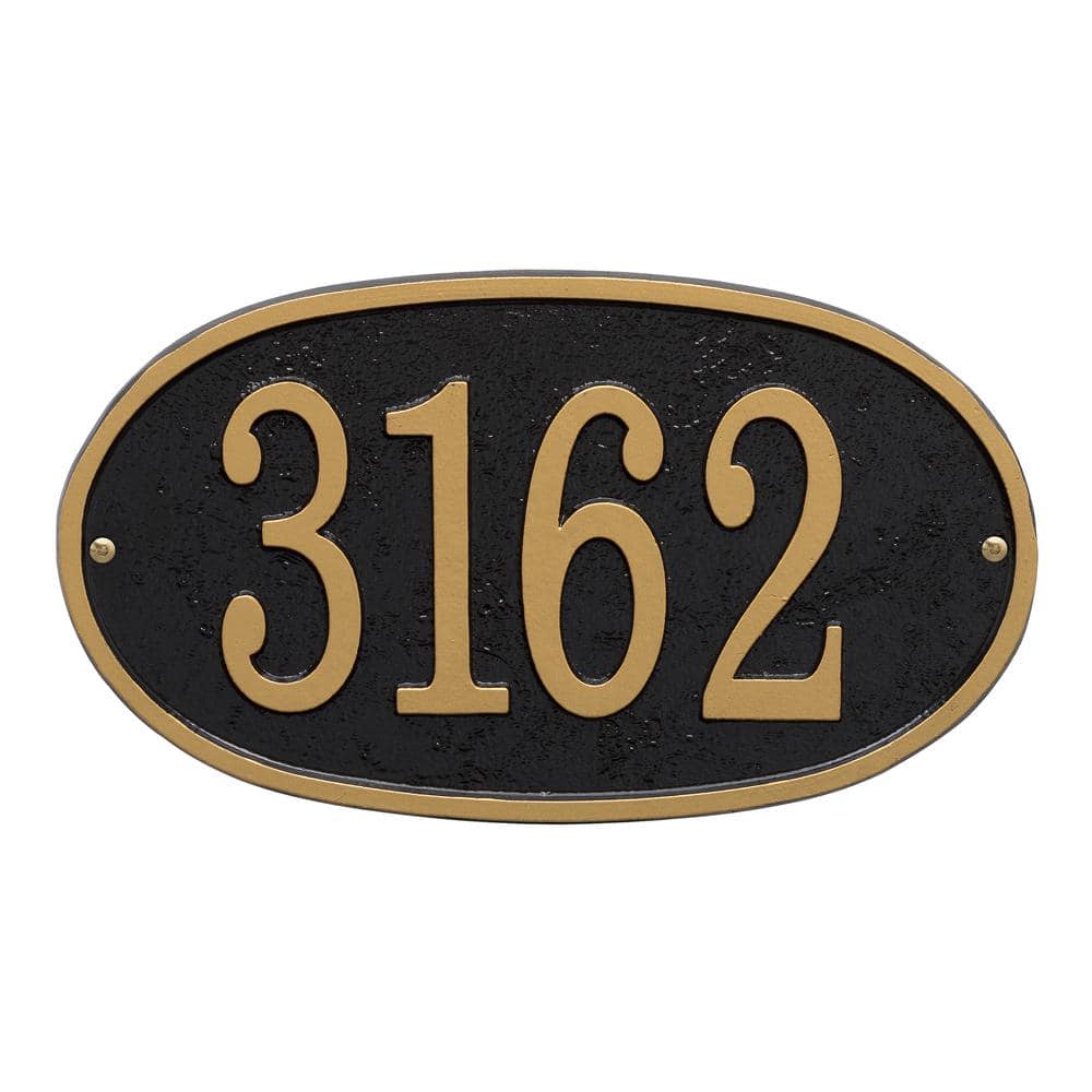 Fast and Easy Oval House Number Plaque, Black/Gold - Hercitys