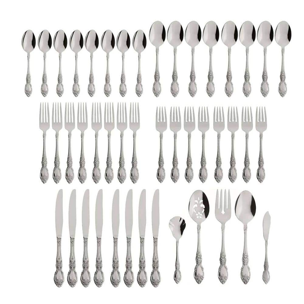 Wordsworth 45-Piece Silver 18/0-Stainless Steel Flatware Set (Service for 8) - Hercitys