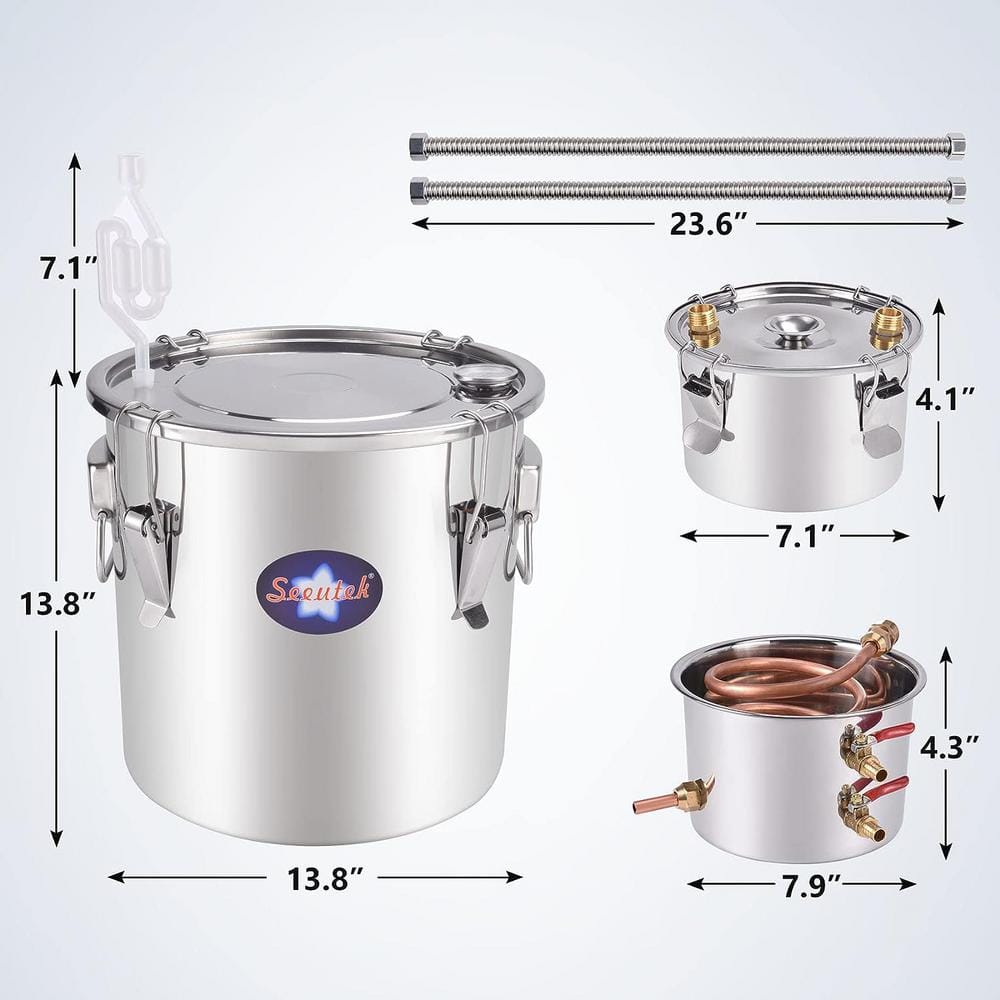 Alcohol Still 8 Gal. Stainless Steel Water Alcohol Distiller Home Brewing Kit with Thumper Keg for DIY Wine - Hercitys