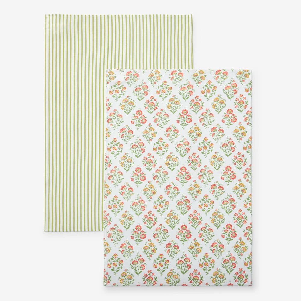 Company Cotton Pink/Green Tea Towel - Hercitys