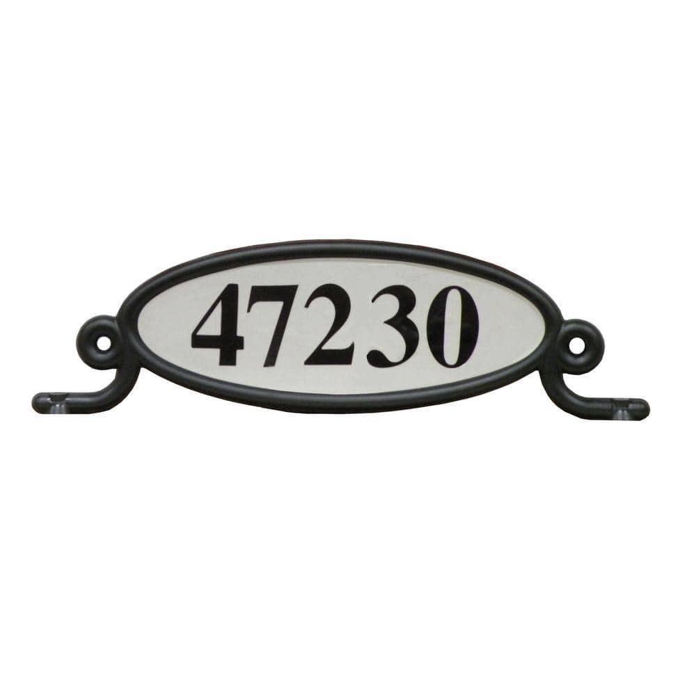 Oval Address Number Plaque, Black Reflective, Plastic - Hercitys