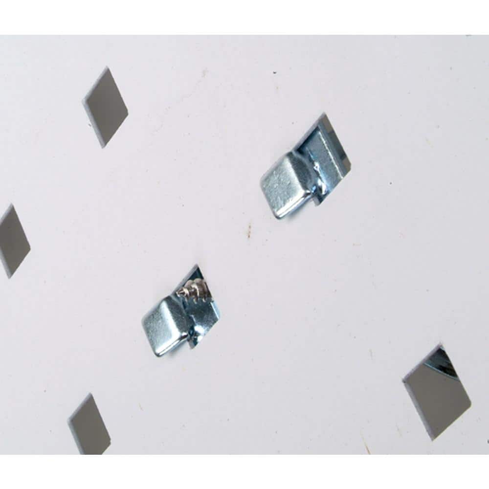 White Laundry Room Organizer Kit with 3-Steel Square Hole Pegboards, 2-Steel Shelves and 9-Piece LocHook Assortment - Hercitys