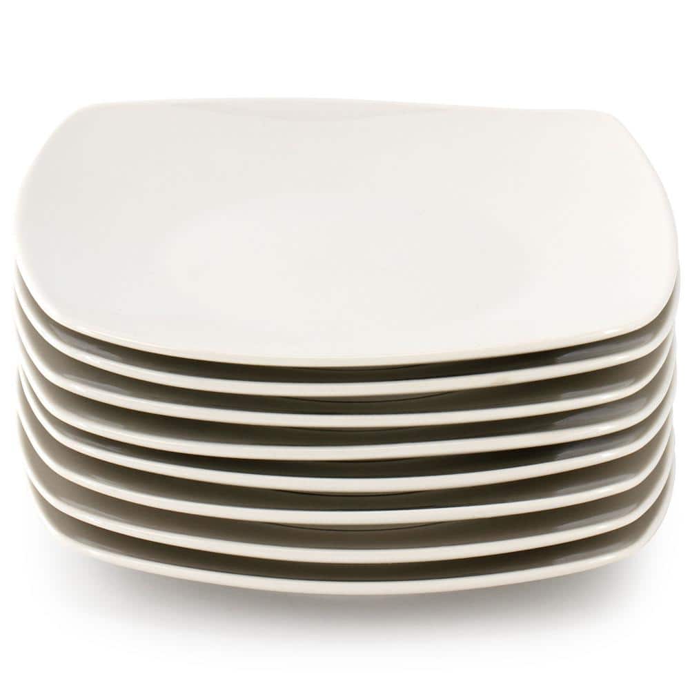 Zen Buffetware 8 Piece 7 in. stoneware Dessert Plate Set in White - Hercitys