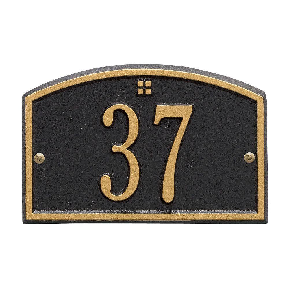 Cape Charles Rectangular Black/Gold Petite Wall 1-Line Address Plaque - Hercitys