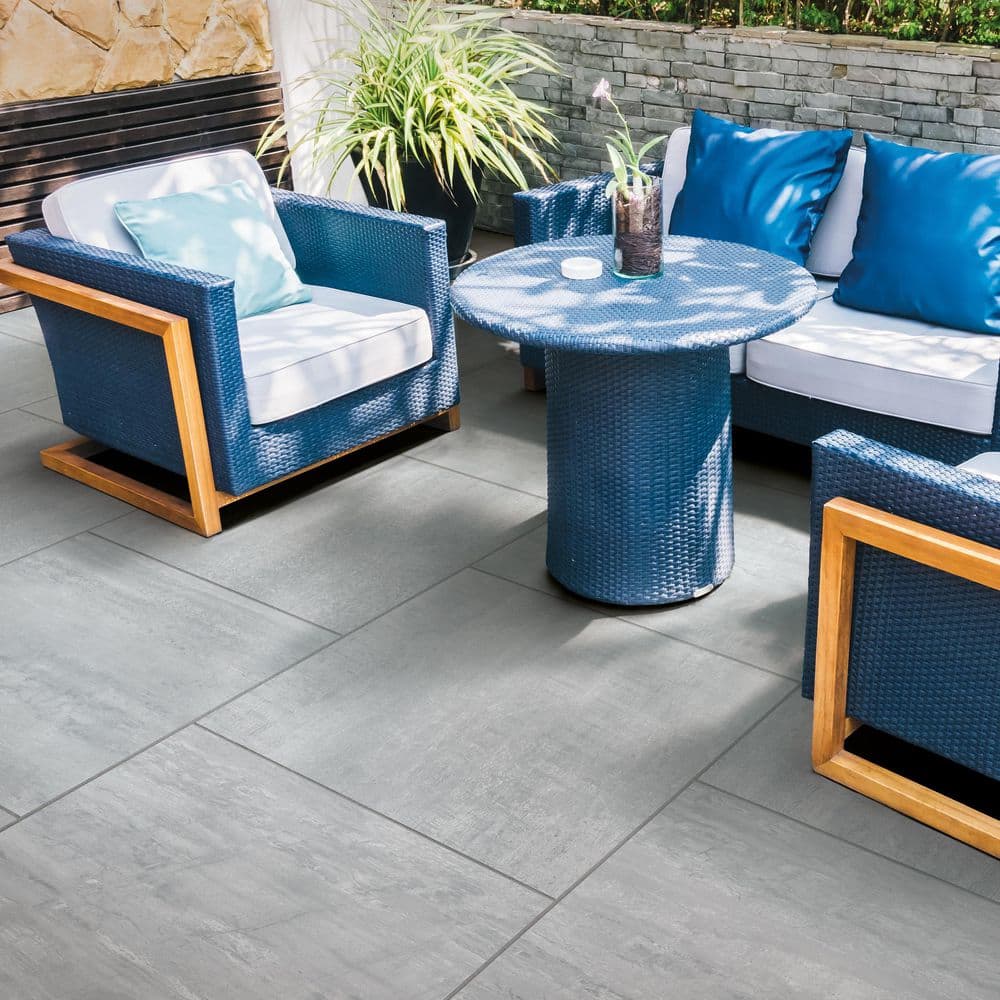 Pietra Chrome 24 in. x 48 in. x 0.75 in. Concrete Look Porcelain Paver - Hercitys