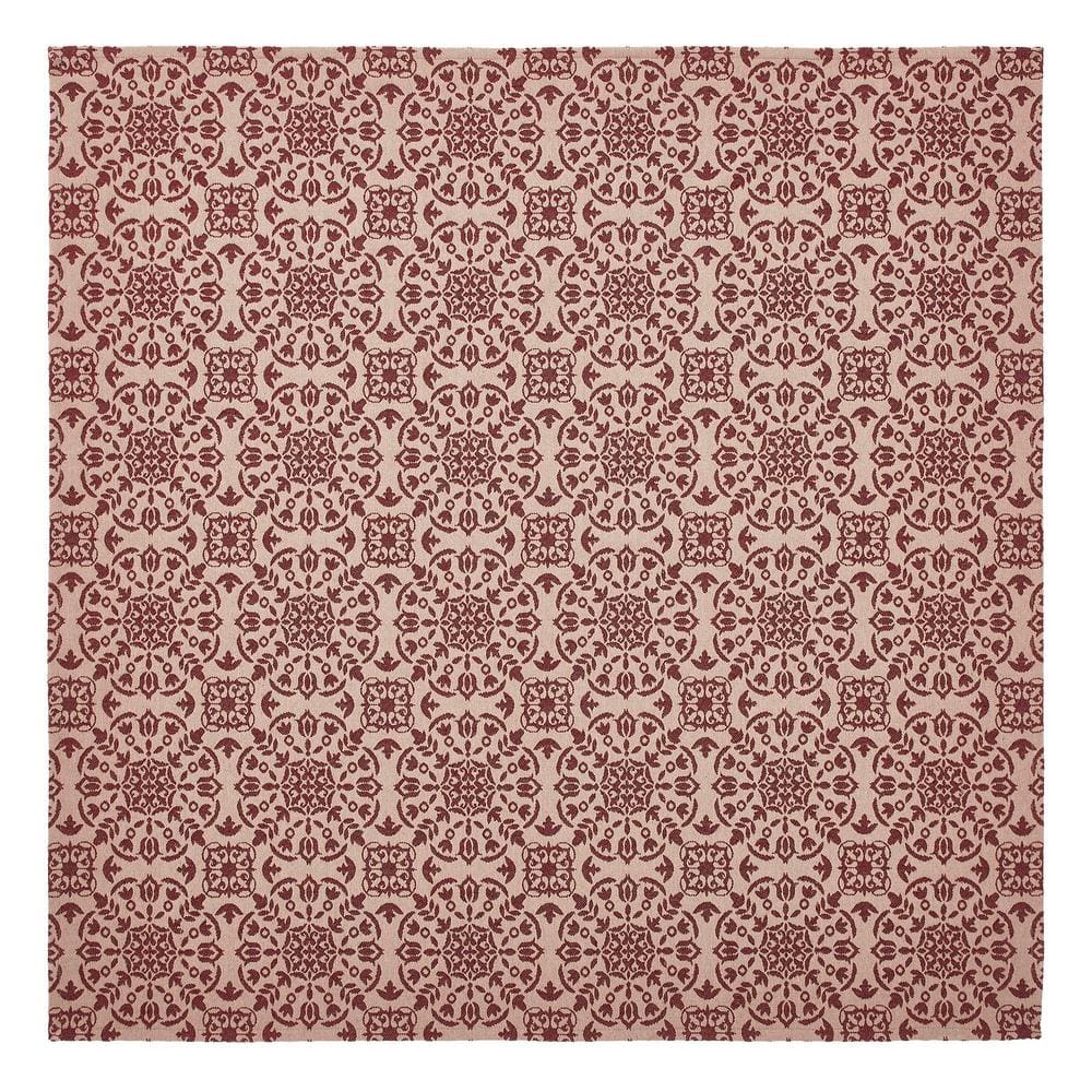 Custom House 42 in. W x 42 in. L Burgundy Jacquard Medallion Cotton Blend Tablecloth Topper - Hercitys