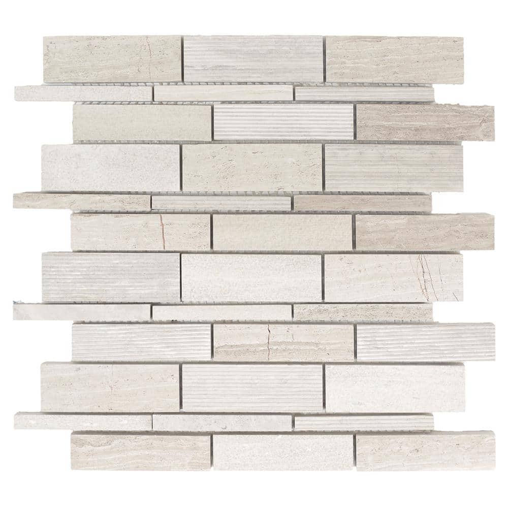 Tranquil Stone Gray 10.5 in. x 10.75 in. Interlocking Mixed Limestone Mosaic Tile (7.838 sq. ft./Case) - Hercitys