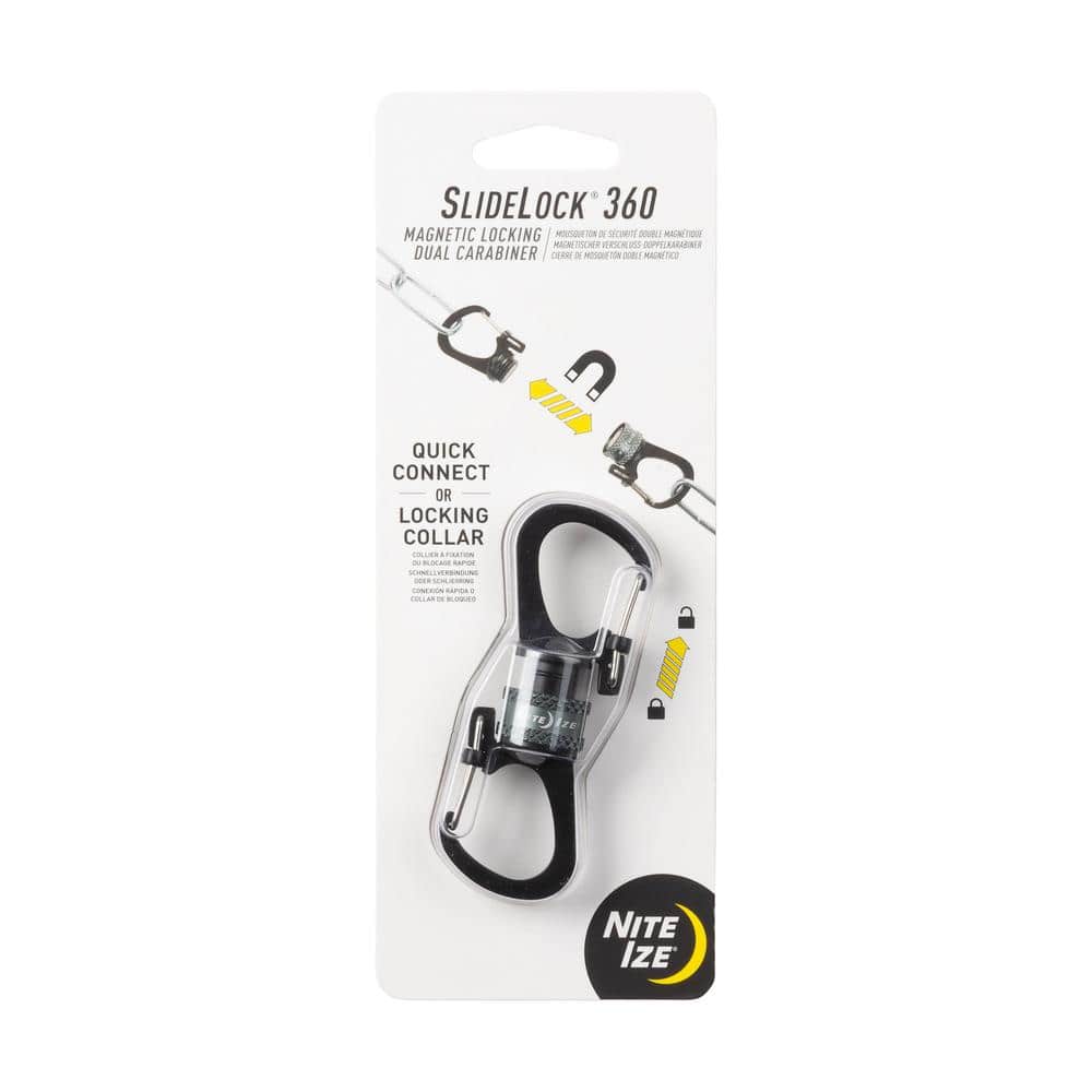 SlideLock 360-Degree Charcoal Magnetic Locking Dual Carabiner for Chains - Hercitys