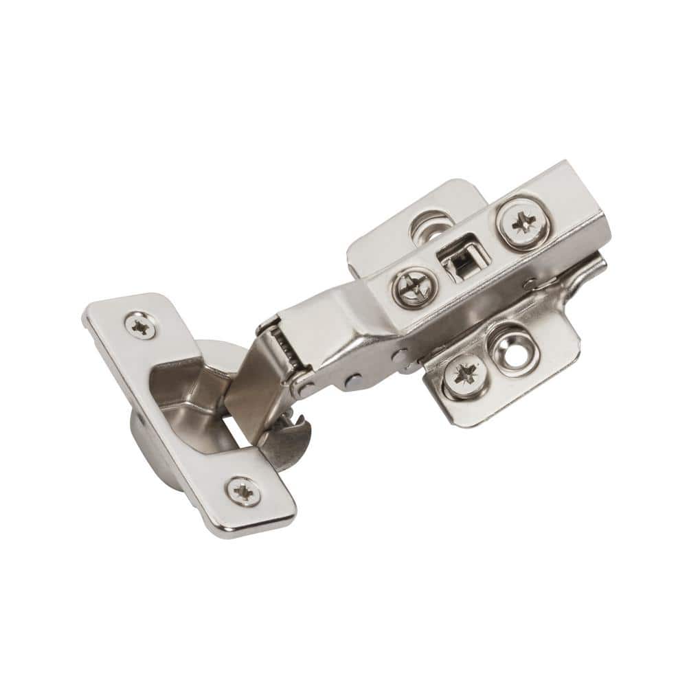 Nickel 1/2 in.  13mm  Overlay Frameless Soft Close Euro Concealed Cabinet Hinges (2-Pack) - Hercitys