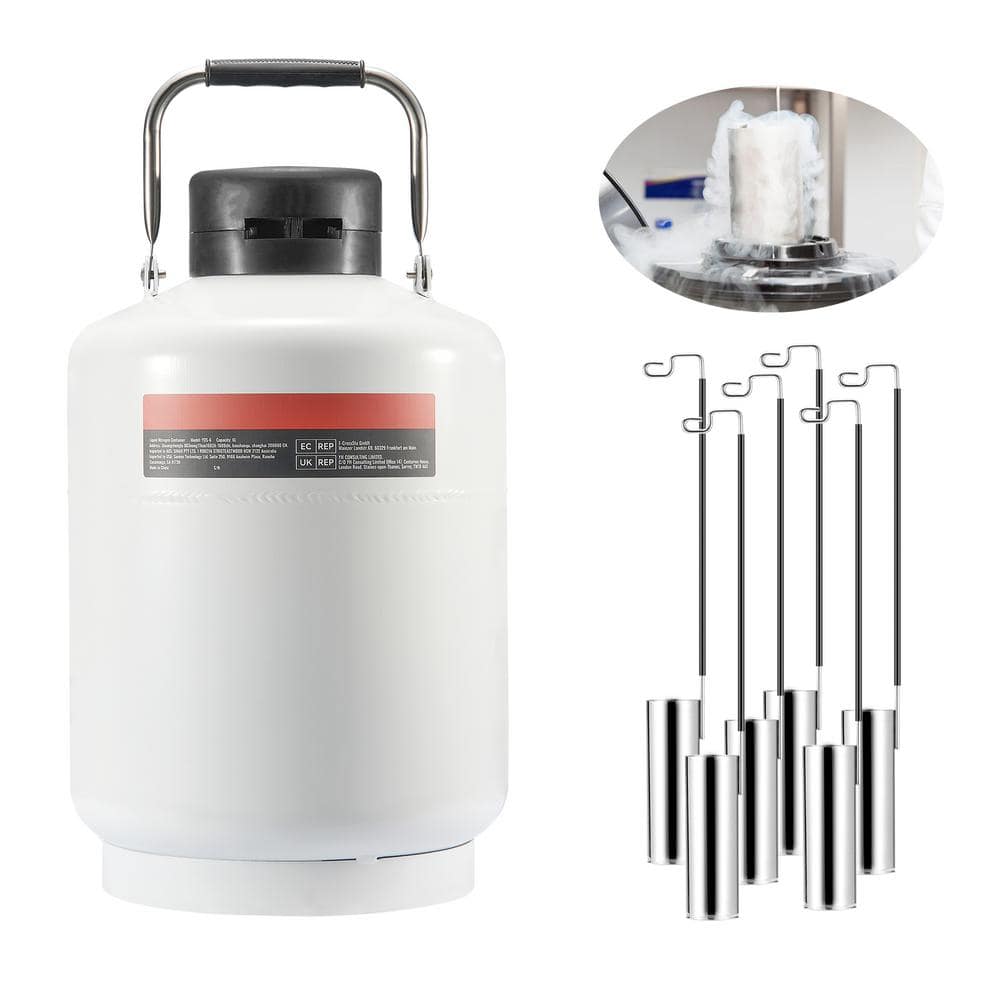 6L Liquid Nitrogen Tank, Aluminum Alloy Cryogenic Dewar with 6-Canisters and Carry Bag, LN2 Storage for Beauty, Semen - Hercitys