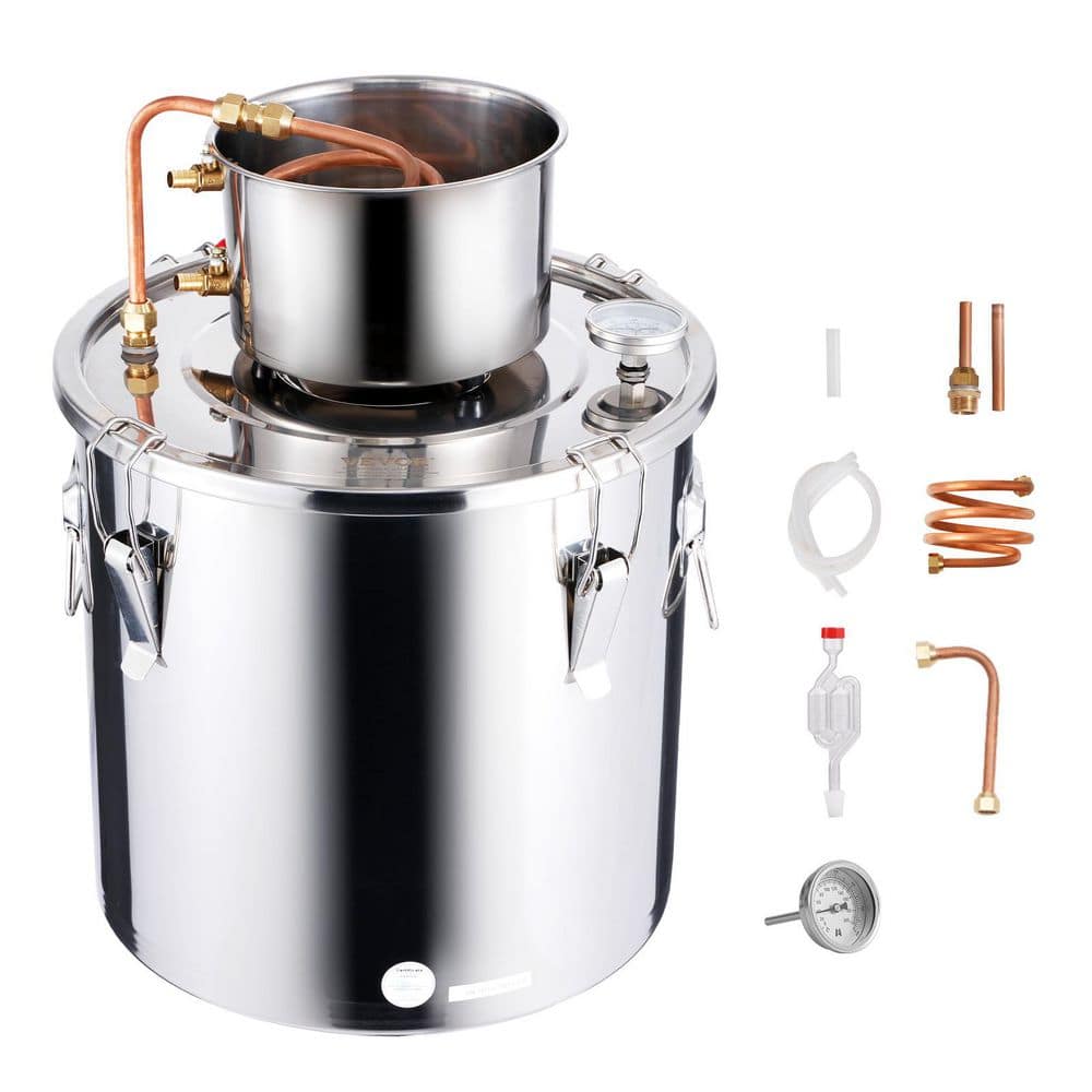 Alcohol Still, 8 Gal. / 30 L Stainless Steel Water Alcohol Distiller, Home Brewing Refining Fermentation Kit, Silver - Hercitys