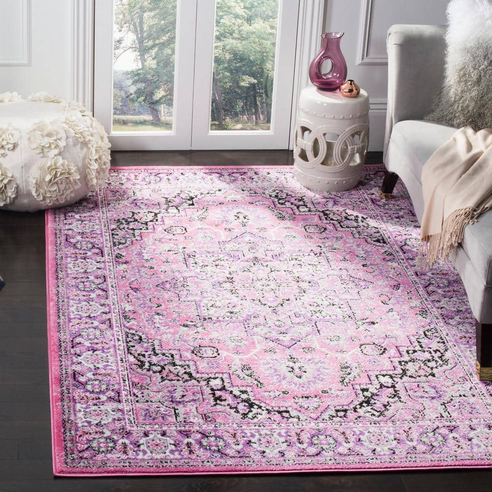 Skyler Pink/Ivory 9 ft. x 12 ft. Border Area Rug - Hercitys