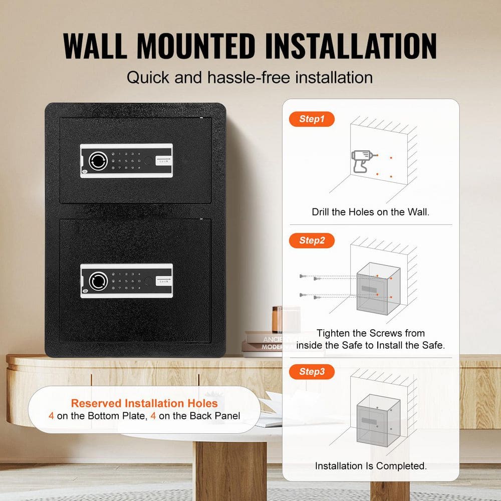 Safe Box, 3.5 cu. ft. Safe Lock Box with Fireproof Bag and 2 Height Adjustable and Removable Divider for Money, Black - Hercitys