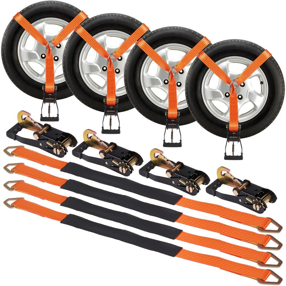 Ratchet Tie Down Straps Kit, 2 in. x 120 in. Tire Straps, 5512 LBS. Working Load, 11023 lbs. Breaking Strength - Hercitys